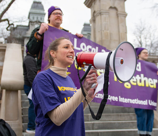 SEIU-affiliated groups announce unionization efforts at campus rally